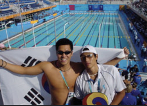 Coach Bryan Kim at an Olympic swimming venue
